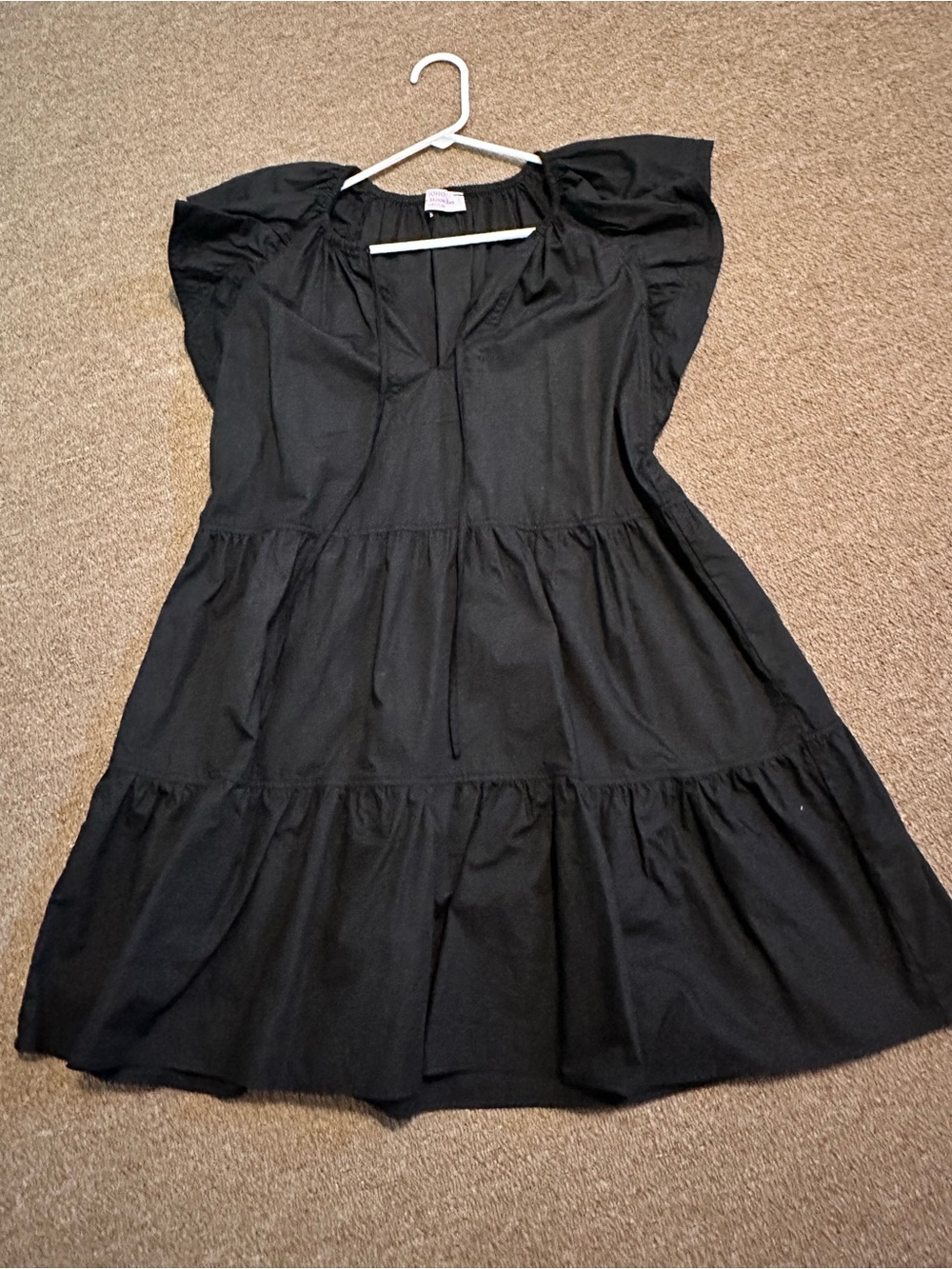 Black Tiered Short-Sleeve Swing Dress NWOT